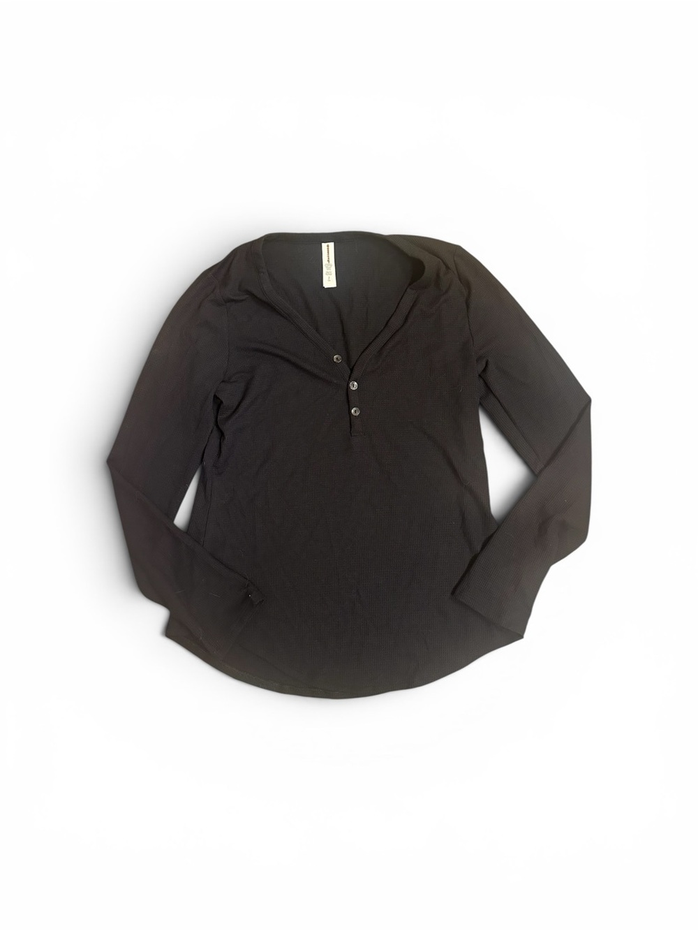 Athleta Waffle Henley Top - black